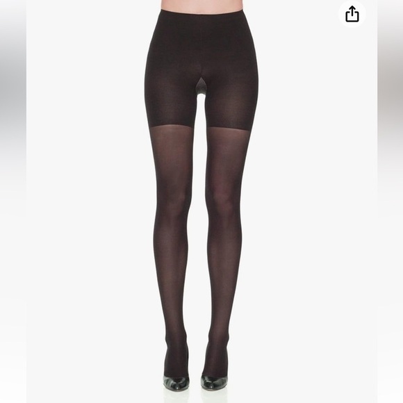 NEW SPANX Women's Heathered Contrast Tight-End-Tights in Black/Gray Size A - Picture 3 of 8